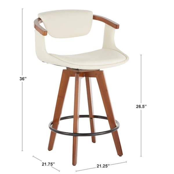 Oracle Counter Stool In Walnut Bamboo And Grey Faux Leather